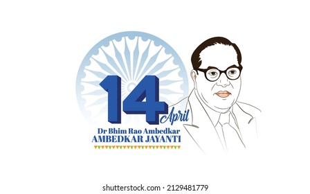 Vector Illustration Of Dr. Bhimrao Ambedkar, Ambedkar Jayanti, 14 April, indian Babasaheb Day Celebration 