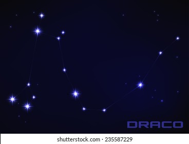 Vector illustration of Draco constellation in blue 