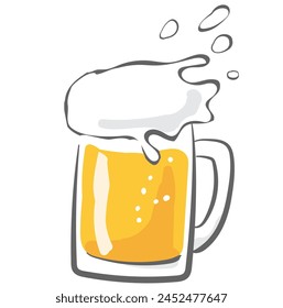 Vector illustration of a draft beer with bubbles splashing.