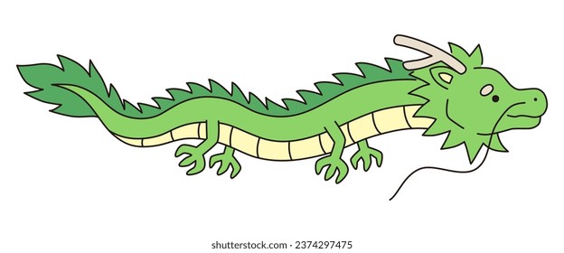 Vector illustration of dragon. 2024, New Year's card, New Year