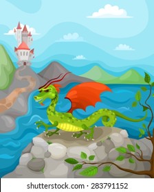vector illustration with dragon