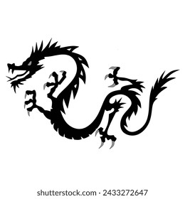 vector illustration of a dragon, black dragon tattoo on a white background