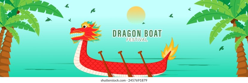 Vector illustration of Dragon Boat Festival social media feed template