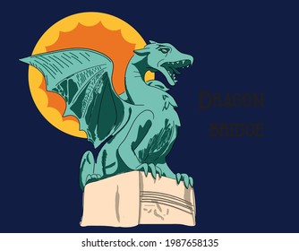 Vector illustration: the Dragon Bridge, Ljubljana