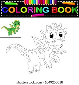 vector illustration of dragon coloring book