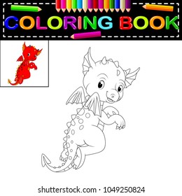 vector illustration of dragon coloring book