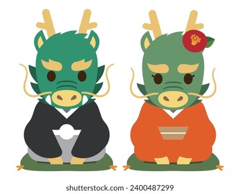 Vector illustration of dragon couple