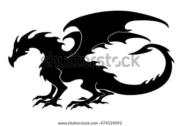 Vector Illustration Dragon Design Black White Stock Vector (Royalty ...