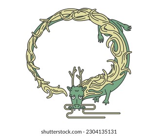 Vector illustration of a dragon drawn with simple lines.