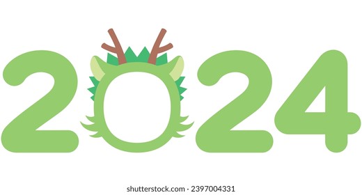 Vector illustration of Dragon face frame 2024