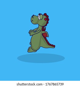 vector illustration of dragon. flat design icon naga. cute stylish sport.mascot cute dragon. wallpaper