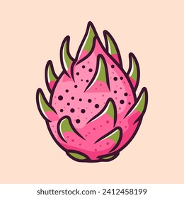 Vector Illustration of Dragon Fruit, can be used for social media stickers and other media purposes