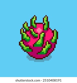 Vector Illustration of Dragon fruit with Pixel Art Design, perfect for game assets themed designs