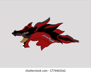 
Ilustración vectorial de una cabeza de dragón combinada con negro rojo