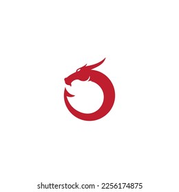 vector illustration of dragon head and letter O for icon, symbol or logo. dragon head simple logo