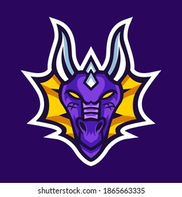 Vector illustration of dragon head mascot logo design.