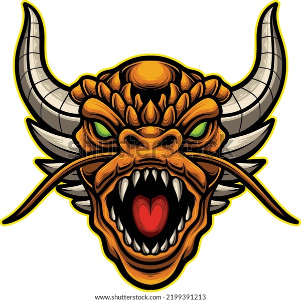 Vector Illustration Dragon Head Mascot Logo Stock Vector (Royalty Free ...