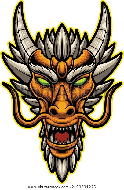 Vector Illustration Dragon Head Mascot Logo Stock Vector (Royalty Free ...