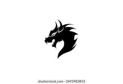 Vector illustration of dragon head in profile for logo
