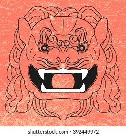 Vector illustration of a dragon on a textured background as a chinese food decoration