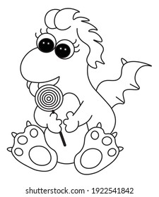 vector illustration dragon. Print for kids clothes.  Hand drawn fantasy animal for greeting cards, posters, stickers and seasonal design. Isolated on white background.