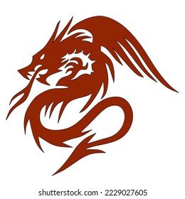 ilustración vectorial de un dragón en rojo sobre un fondo blanco