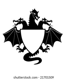 Vector  Illustration of dragon Shield  Emblem