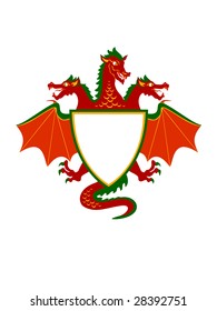 Vector  Illustration of dragon Shield  Emblem
