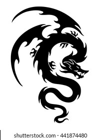 Vector Illustration Dragon Tattoo Design Black Stock Vector (Royalty ...
