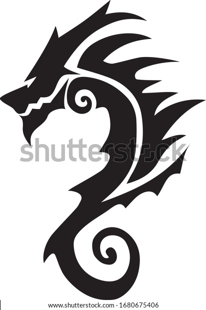 Vector Illustration Dragon Tattoo Design Black Stock Vector (Royalty ...