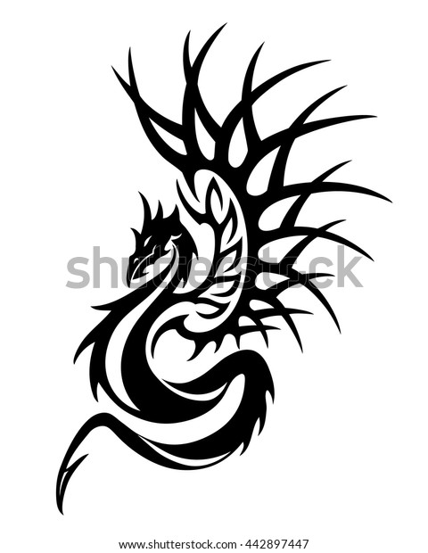 Vector Illustration Dragon Tattoo Design Black Stock Vector (Royalty ...