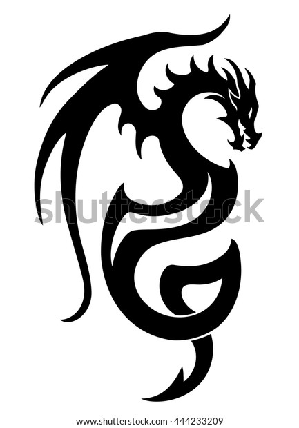 ベクターイラスト ドラゴンタトゥーデザイン 白黒のグラフィック のベクター画像素材 ロイヤリティフリー