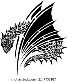 Vector illustration of dragon in tribal style