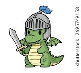 vector illustration of a dragon wearing a knight