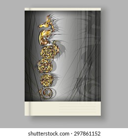 Vector illustration of a dragon, which casts a shadow.