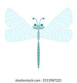 Vector illustration. Dragonfly cartoon isolated icon on white background.