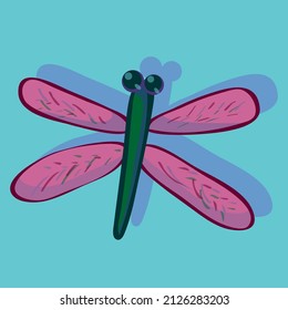 Vector illustration of a dragonfly. Dragonfly in cartoon style. Dragonfly on a minimalistic background.