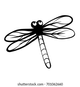 Vector illustration of a dragonfly. Outline drawing of a dragonfly isolated on white background