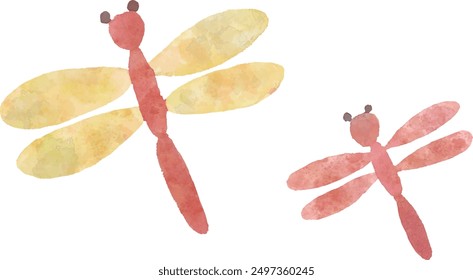 Vector illustration of a dragonfly with watercolor touch