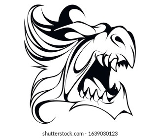 Vector illustration of a dragon's head on white