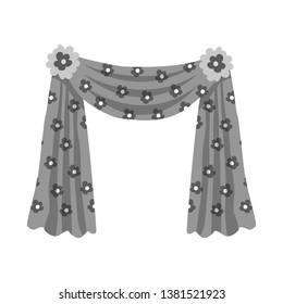 Vector illustration of drapes and blue logo. Collection of drapes and cosiness stock vector illustration.