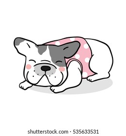 Vector illustration draw character design of pug dog with pink vest.Doodle cartoon style.