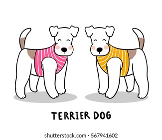 Vector illustration draw character design of terrier dog.Doodle style.