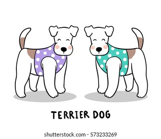 Vector illustration draw character design of terrier dog on pastel color.Doodle style.