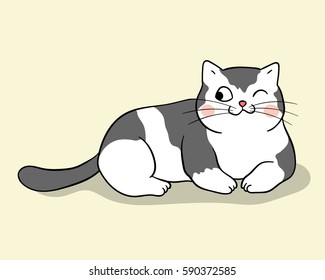 Vector illustration draw character design of cute cat.Draw doodle style.