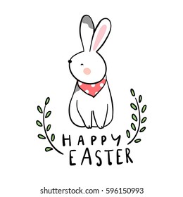 Vector illustration draw character design of rabbit in Easter day.