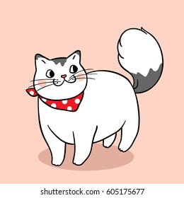 Vector illustration draw character design of cute fat cat.