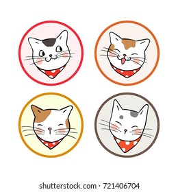 Vector illustration draw icon design head of cute cat.Doodle style.