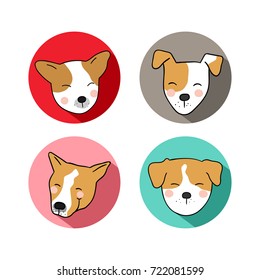 Vector illustration draw icon design head of dog emotion face on pastel color. Doodle style.
