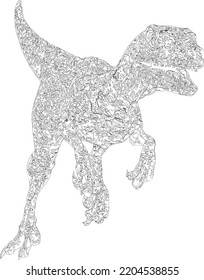 Vector illustration to draw mandala style velociraptor	
